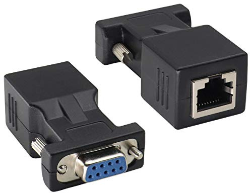 AAOTOKK RS232 DB9 vers RJ45 Convertisseur RJ45 Femelle vers DB9 Port Série Adaptateur RS232 Femelle pour Ordinateur,PDA,Distance Transmission D'imprimante Codes à Barres Câble Adaptateur(2Pack)