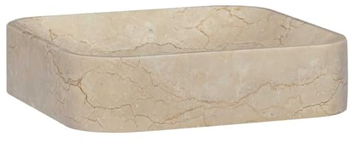vidaXL Lavabo Crème 40x40x10 cm Marbre