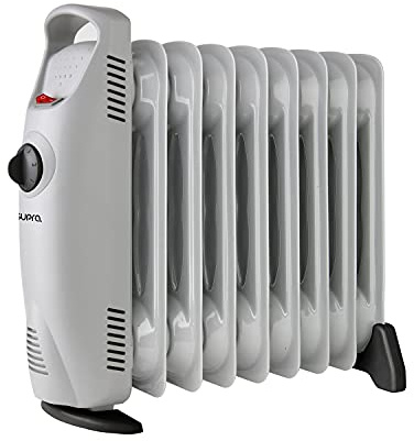 SUPRA OLIA 1000 - Radiador de aceite, 1000W, 10m2, termostato mecánico, seguridad contra sobre calentamiento, asa transporte, asa toque frío, silencioso.