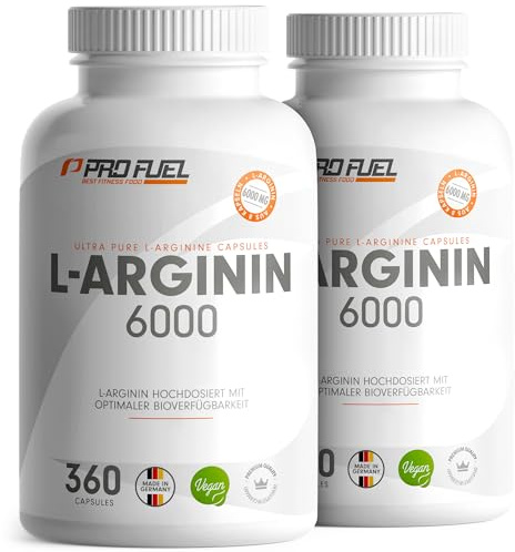 L-Arginin 720 Kapseln vegan - mit 6000 mg hochwertigem L-Arginin aus Fermentation (davon 6000 mg reines L-Arginin) je Tagesdosis - L-Arginin in Base-Form - laborgeprüft mit Zertifikat - vegan