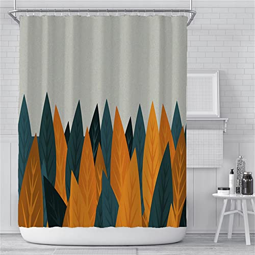 Duschvorhang 250x200cm ,Duschvorhänge Wasserdichter Anti-Schimmel Shower Curtains mit 12 C-Ringe,Verdickter Stoff,Waschbar Stoff Polyester 3D Duschrollo Badewanne Badezimmer Dekor Graues Blattmuster