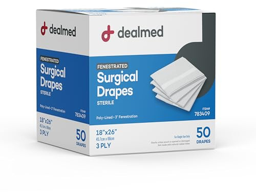 Dealmed Fenestrated Sheets – 50 Count 3-Ply Poly-Lined Drape Sheets with 3 Fenestration, White Material, Perfect for Hospitals, Medical Facilities, and Physicians’ Offices, 18 x 26
