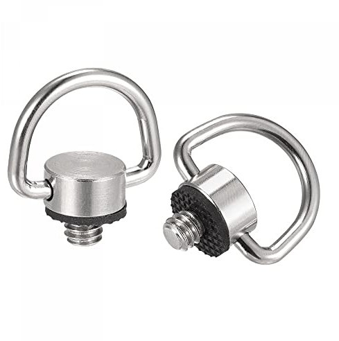 sourcing map Camera Clip - 1/4 Male 1.02 Width Steel D-Ring Hinged Holder for Camera Wrist Straps, 2Pcs