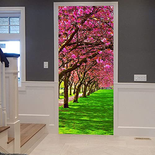 3D Türaufkleber Selbstklebend Türtapete Türfolie Rosa Kirschbaum 80 X 200 Cm Selbstklebend Türfolie Poster Tapete Wandtattoo Tür Wandbild Aufkleber Schlafzimmer Bad Büro Hause - Türfoto