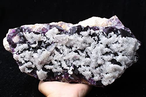 ALOKIT 8lb natürlicher violetter Fluorit wächst mit Calcit-Exemplar Haus Dekoration