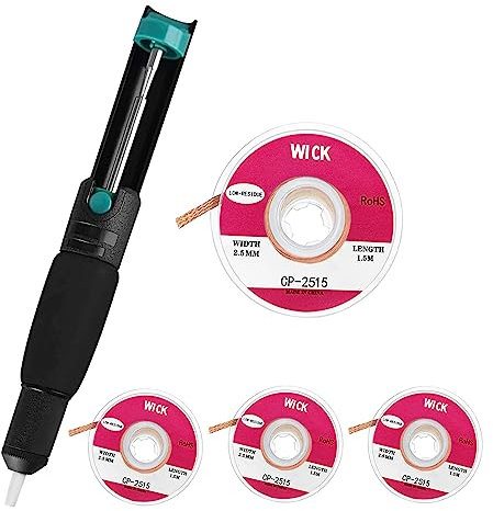 YPLonon Entlötpumpe Lötentferner-Werkzeug mit 4 Stück Lötdocht (2,5mm × 1,5m) Entlötpumpe und Lötdocht Kit Desoldering Wick & Solder Sucker für Entfernen von Lötdochten