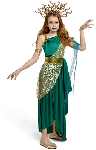 Spooktacular Creations Mädchen Medusa Kostüm, Grün Medusa Kostüm mit Medusa Kopfbedeckung Armreif für Halloween Dress Up Parties