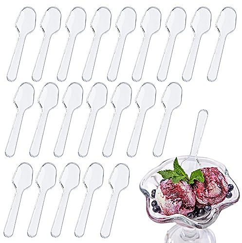 1000 PCS Mini Clear Tasting Spoons Plastic Sampling Pudding Taster Spoons for Jelly Yogurt Ice Cream Cake Dessert Spices Food Appetizer Supplies, 2.95 x 0.79Inch