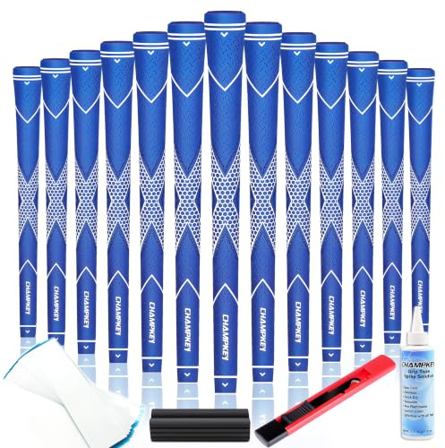 CHAMPKEY Premium Rubber Golf Grips 13 Pack | High Traction and Feedback Rubber Golf Club Grips - All Repair Kits