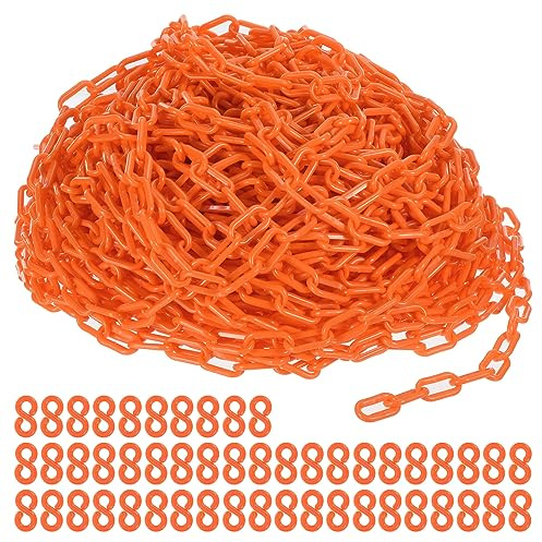 PATIKIL Plastik Kettenglieder 197 Feet Sicherheit Ketten Orange Plastik Ketten für Massenkontrolle Warteschlange Linien Parken Zäune Tor Konzerte und Dekoration