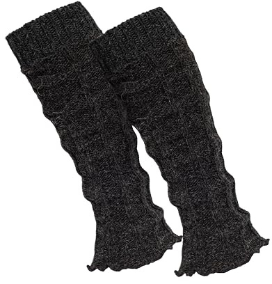 MOUNTREX Stulpen Damen - Beinwärmer mit Alpaka Wolle, Beinstulpen für Herbst, Winter - Leg Warmers - One Size - 1 Paar (Anthrazit)