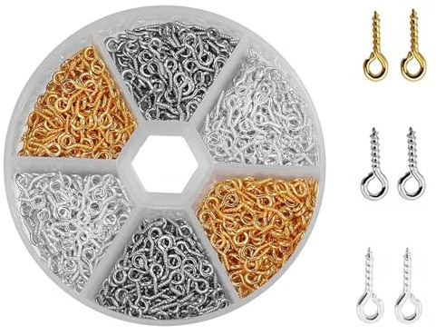 Occhielli a Vite Mini, 750 Pezzi per Legno, Piccoli Viti a Occhiello per Resina Gioielli Fai Da Te Perlina Plastica, 5×10mm