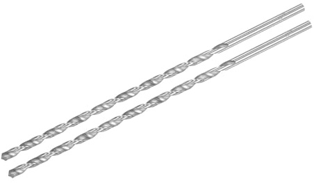 QUARKZMAN 2 Stück 5mm Metallbohrer Extra lang 250mm, HSS Bohrer, Universal-Rundschaftbohrer für Edelstahl, Holz, Aluminium, Eisen, Metall, Kunststoff, Silber
