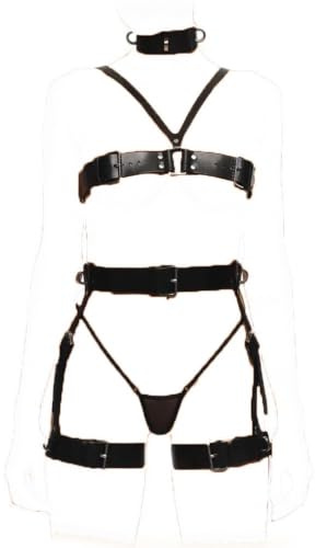 CoundCo Harness Damen Leder mit Bondage Handschellen Body Körper Gothic Gürtel Sexy Geschirre Brust Punk Fesseln BDSM Fesselset Kit Bondageset Erotik Sex Spielzeug für Frauen
