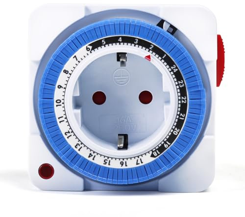 DEWIN Timer Meccanico con Luce AC230V 16A 3680W Timer Presa Elettrica 96 Accensioni al Giorno,Programma Giornaliero 24 Ore