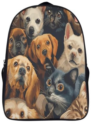 Hunds And Katzes Kinderrucksack,große Kapazität,Schultasche,Kindertasche,Teenager Tiers Rucksack 16inch