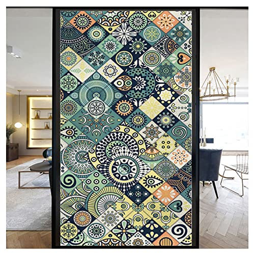 Película Opaca con Estampado Floral para Ventana, Adhesivo Estático Decorativo, Vinilo para Cristales, Opaco, Esmerilado, Privacidad Total, 50 x 200 cm