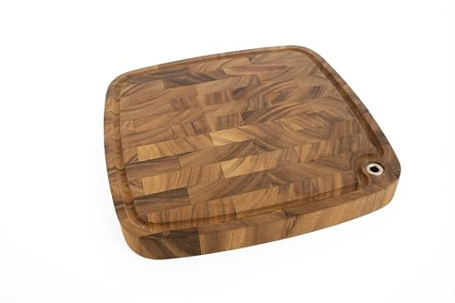 Ironwood Gourmet Carolina Acacia Wood Chopping Board, 14 End Grain Cutting Board with Juice Channel