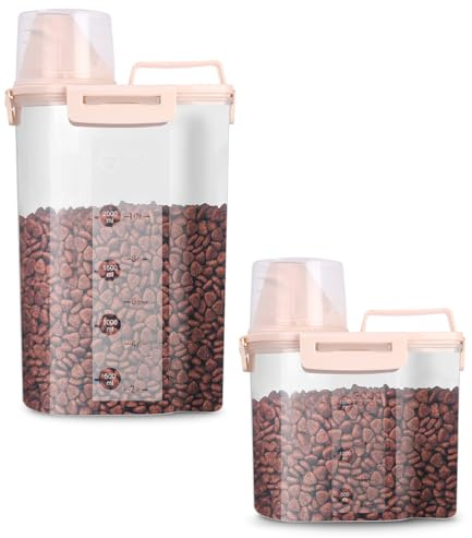 2 Stück Vorratsdosen 3+1.7L, Waschmittel Aufbewahrung, Küche Organizer, Waschpulver Aufbewahrungsbox, Hundefutter Aufbewahrung, Aufbewahrungsbox Küche, Waschmittelbox, Futtertonne Vorratsgläser