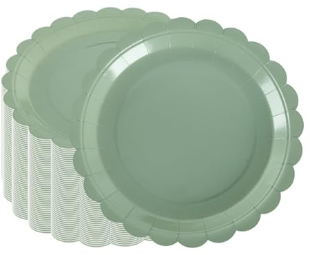 PHUNAT Lot de 50 assiettes de fête vertes de 23 cm, assiettes en carton pour anniversaire, fête prénatale, mariage