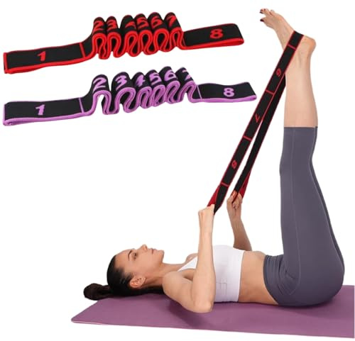 Elastico Fasce di Resistenza, 2 pezzi Yoga Stretching Band,Elastico Fasce di Resistenza,Cinturino per Esercizi,Bande Fitness per Pilates, Stretching, Fitness, Ginnastica, Danza e Allenamento