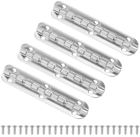 M METERXITY 4-Pack Door Hinges, 2-9/16in (65mm) Electroplated Iron Interior Door Folding Butt 90°Mini Hinges with Screw for Wooden Box/Jewelry Box/Cabinet [Silver Tone]