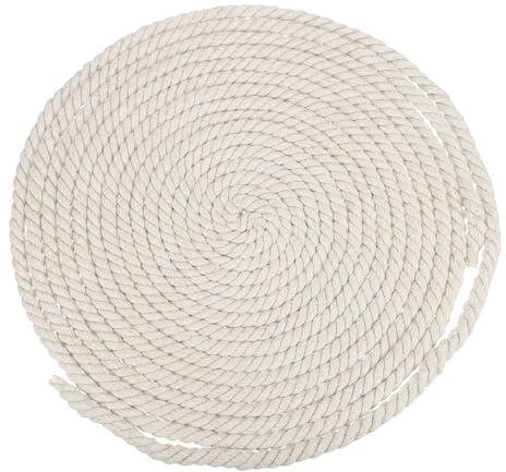 sourcing map 10 mm x 10 m weißes Baumwollseil, 3 Stränge, Wäscheleine im Freien, gedrehte, geflochtene, dicke Makramee-Schnur für Heimwerker, Wandbehang, Pflanzenaufhänger, Knoten, Wäscheleine