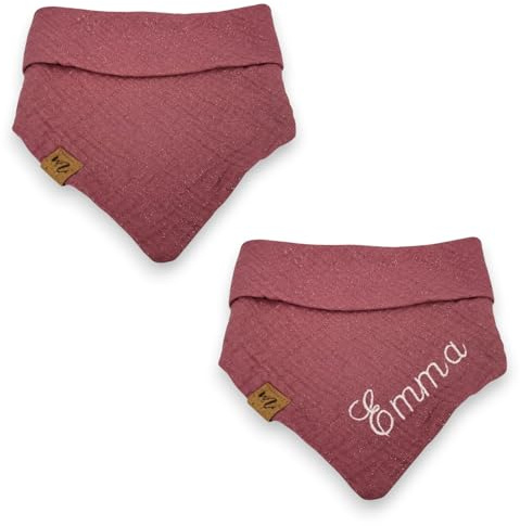 Matibuli Musselin Hundehalsbandana Glitzer personalisiert – Weiches Hundehalstuch zum Knoten, 100% Baumwolle, Handmade & Atmungsaktiv mit Namen, Stilvolles Accessoire für Hunde (Schimmer Rosa)