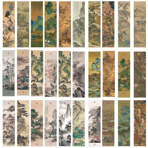 Vobumix Vintage-lesezeichen Aus Papier, 30 Stück/Set, Markierungs-lesezeichen, Klassische Lesezeichen Landschaftsmalerei, Chinesische Stil-lesezeichen Für Buchliebhaber