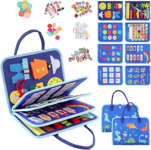 Libro Montessori Interattivo, Montessori Busy Board, Valigetta Sensoriale Montessori, Pannello Sensoriale Bambini, Giochi Educativi, Ideale per viaggi in famiglia compleanni dei bambini e regali di Na