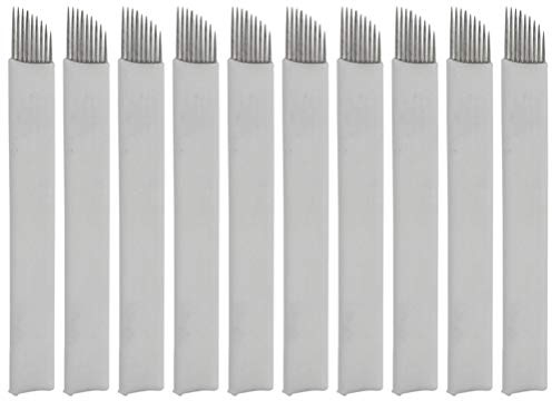 CALLARON Microblading Klingen 9 Pins 50 Stück Aus Edelstahl Für Frauen Tragbares Augenbrauen Make up Werkzeug Für Permanent Make up
