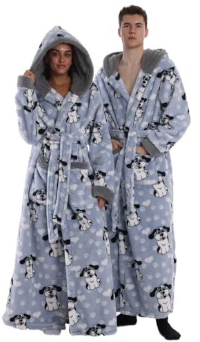 Gegeryozer Peignoir de Bain Long en Flanelle - Peignoir à Capuche Homme Femme Unisexe Taille Unique - Chaud et Doux pour Spa, Maison, Cadeau