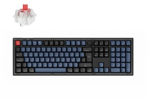 Keychron V6 Kabelgebundene Custom Mechanical Keyboard (Knopf-Version), 100% DE-ISO-Layout, QMK/VIA, Hot-Swap, mit RGB-durchscheinenden Tastenkappen Super Schaltern