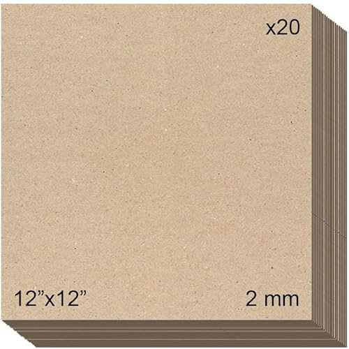 Cartón piedra gris contracolado (2mm) para manualidades, encuadernación, cartonaje y scrapbooking (20, 2mm - 12x12)