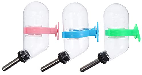 Toyvian Bebedero Automático para Hámster 60 Ml 3 Piezas Colores Azul, Rosa y Verde, Dispensador de Agua a Prueba de Fugas para Conejos y Roedores Pequeños, Suministros de Color