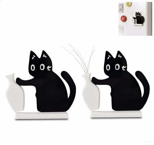 2 Stück Acryl Schnurrhaare Aufbewahren Desktop Katzenvase Vase Magnet | Katze Schnurrhaare Aufbewahren Magnet, Lustige Vase Dekorative Fridge Magnets, Katzendeko Für Wanddekoration Küche Wohnzimmer