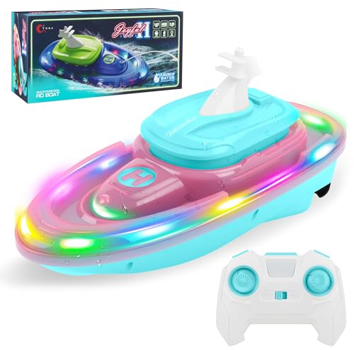 FORMIZON Ferngesteuertes Boot, RC Boot mit Wasserspritzfunktion, Wasserdichter Luftkissenboot ferngesteuert, Fernbedienung U-Boot mit Licht und 360° Rotation für Kinder ab 6 Jahren (Rosa)