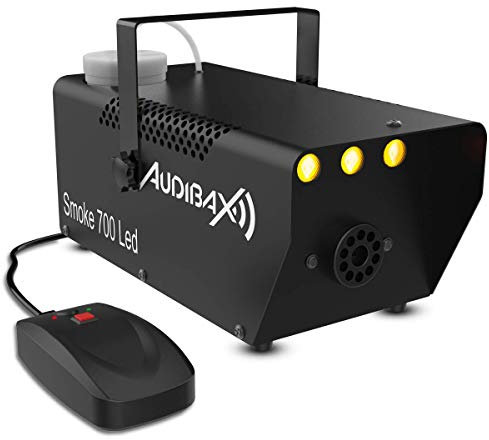 Audibax Smoke 700 LED - Machine à Fumée avec Éclairage à Effet de Feu - Machine à Brouillard avec Télécommande - Puissance 700W - Capacité 250 ML - Fumée par Minute 100m3 - Chauffe en 4 Minutes