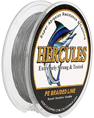 Hercules Super Strong 100M 109 Yards Braided Fishing Line 20 LB Test for Saltwater Freshwater PE Braid Fish Lines 4 Strands - Grey, 20LB (9.1KG), 0.20MM