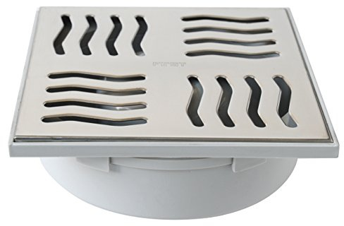 First Plast CHABSV1550IN Ferme siphonique en ABS avec grille, argent (inoxydable), 150 x 150 mm