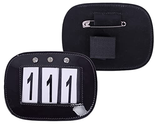 Equipride Bling Leather Bridle Number Holders Crystals for Dressage Showing Comps SET OF 2 (Black)