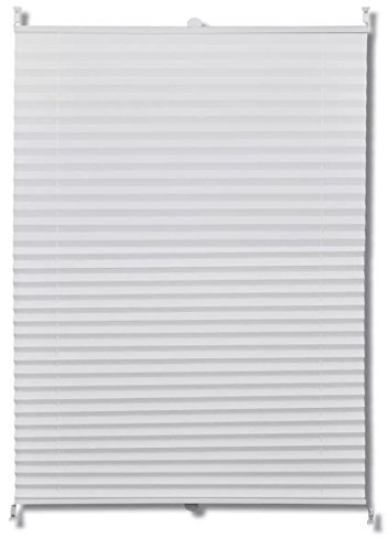 yorten Plissee Bohren Jalousie Faltrollo Klemmfix Rollos für Fenster Tür Plisse Krepp-Stoff Weiß Breite 90 cm Länge 125 cm