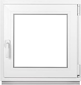 Komforta - Finestra in plastica di alta qualità, 600 x 600 mm (larghezza x altezza), 60 x 60 cm (larghezza x altezza), con 3 strati di vetrata, con funzione di rotazione a destra, tutte le misure