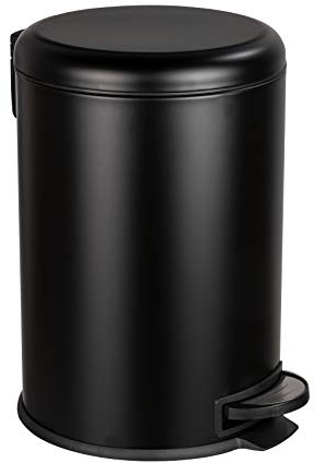 WENKO Pedalhink Leman Easy Close svart 20 L, kosmetisk behållare, papperskorg med automatisk sänkning, 20 l