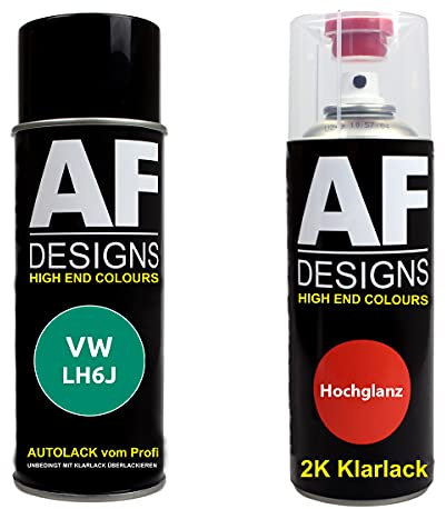 Autolack Spraydose Set für VW LH6J Ontariogrn 2K Klarlack Basislack Sprühdose Spraydosen 2x400ml
