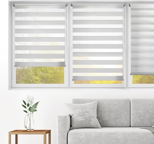 Blindecor - Indus doppelrollo klemmfix ohne bohren - duo rollo klemmfix Silbergrau - 40 x 150 cm (Breite x Länge) Stoffgröße 37 x 145 cm