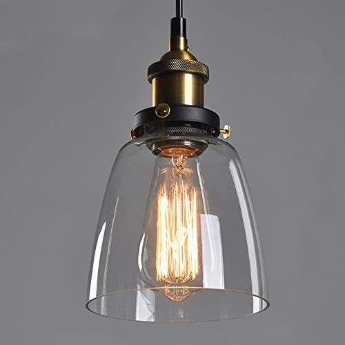 Chao Zan Modern Transparent Glass Pendant Lights Lamp E27 Base Chandelier Vintage Chandelier Shade Industrial Hanging Ceiling Lighting Ideal for Corridor Dining Room Bar Clubs & Restaurants (D)