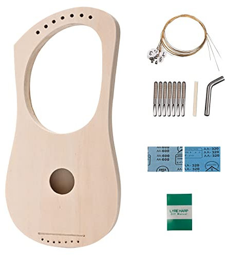 LIEKE Leierharfe, DIY-Set mit Montageanleitung (evtl. nicht in deutscher Sprache), bauen Sie Ihr eigenes 7-saitiges Harfeninstrument, Kinderhandwerk