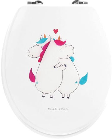 Mr. & Mrs. Panda Motiv WC Sitz Einhorn Mitteilung - Geschenk, Klodeckel, Einhörner, Toilette, Klobrille, WC-Sitz, Einhorn Deko, Toilettendeckel,