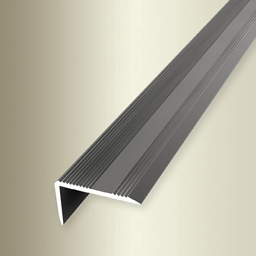 PROVISTON | Winkelprofil | Breite: 30 mm | Höhe: 0-17 mm | Länge: 2500 mm | Aluminium eloxiert | Gerillt | Edelstahl | Selbstklebend